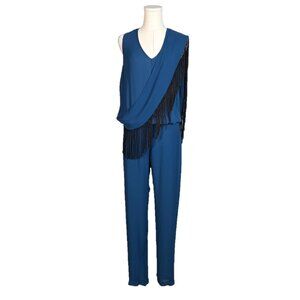 Anthropologie Cynthia Vincent Twelfth Street Fringed Scarf Jumpsuit Size S